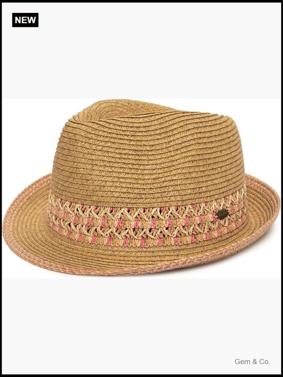 UPF 50+ Short Brim Fedora Sun Hat with Woven Pattern  display picture 3